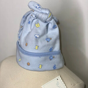 Hartstrings baby boy blue sports theme hat Sz s/m NWT